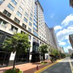 Vibrant cityscape capturing the modern architecture of Reston, Virginia on a sunny day.