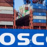 Cargo containers on a large ship at Hamburg Port, Germany.