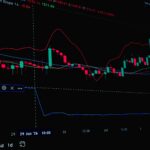 Detailed stock market chart showing candlestick patterns and indicators.