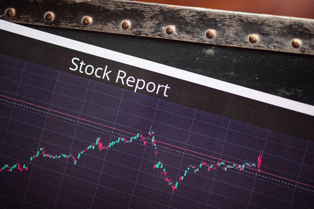 Detailed view of a stock report displaying a market performance graph with data trends.