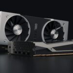 Detailed close-up image of NVIDIA RTX 2080 graphics card showcasing hardware components.