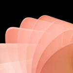 Soft peach-colored abstract shapes with an organic layered design on a black background.